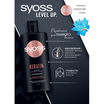 Шампунь Syoss Keratin с Голубым Лотосом для ломких волос 440 мл (9000101277050) Винница - изображение 2