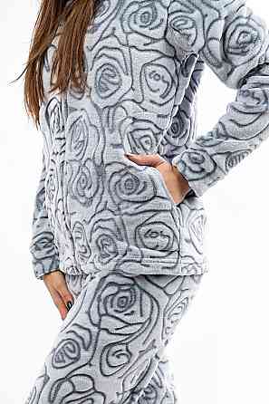 Домашній теплий костюм жіночий "Рози" без капюшона топ 52-54 Крохатушка одяг Київ