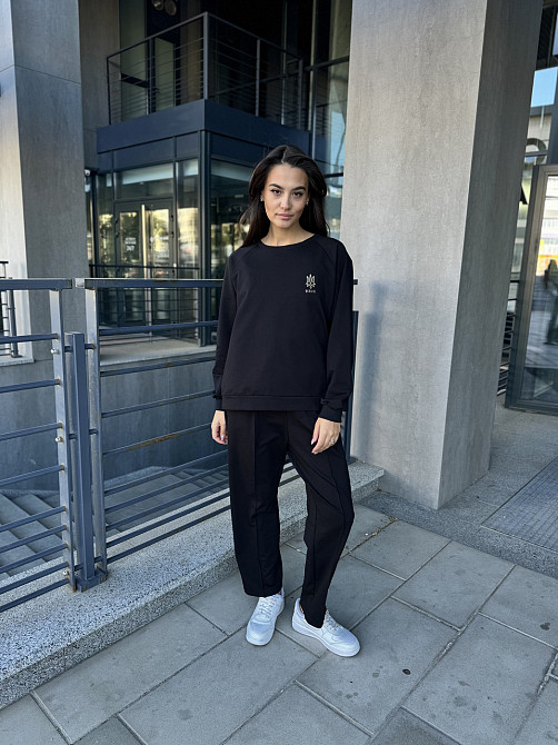 Женский свитшот трикотажный с трезубцем Черный 46/48 Харьков - изображение 6