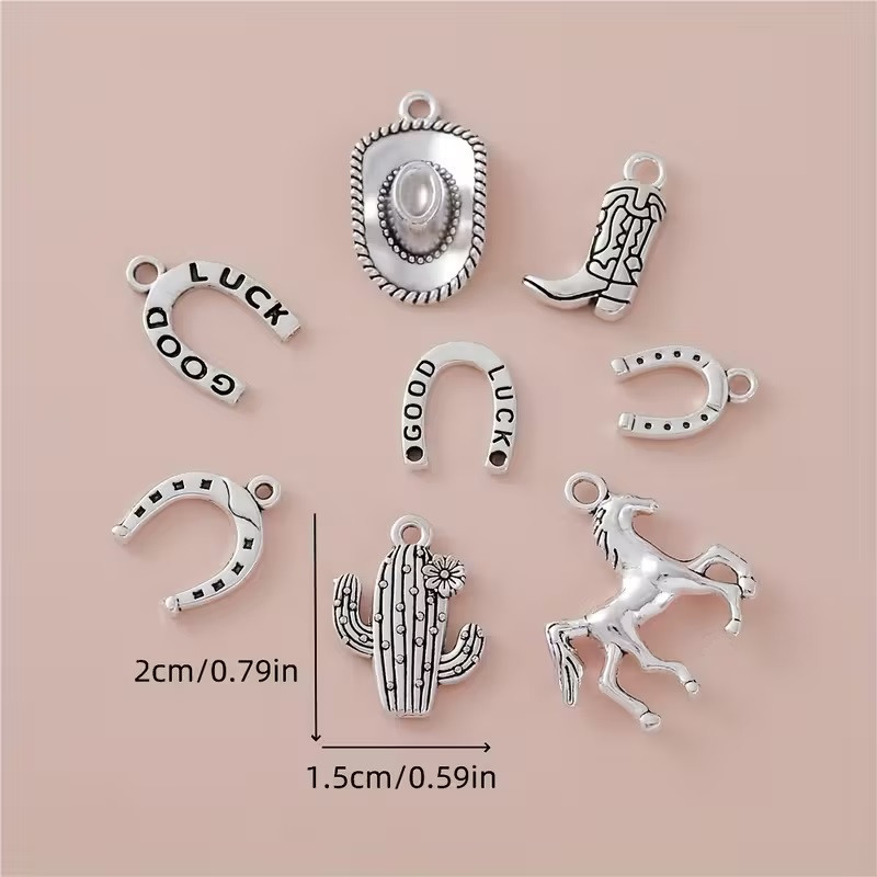 Набор подвесок 18 шт в ковбойском стиле – подковы, кактусы, лошади, аксессуары вестерн Киев - изображение 2
