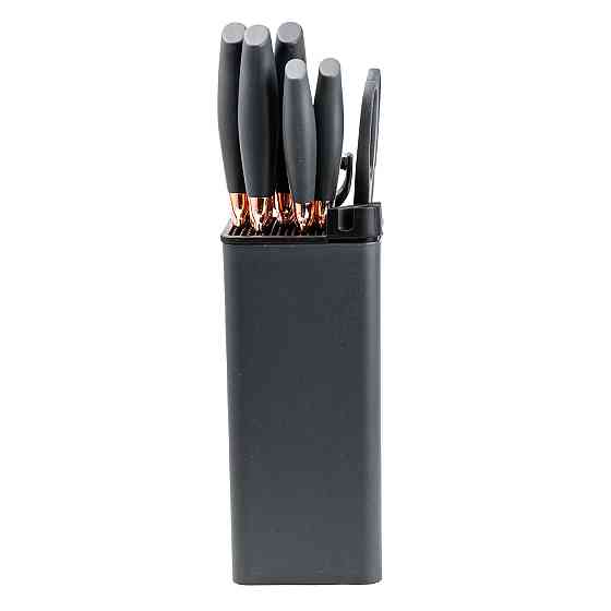 TS Kitchen Набір кухонних ножів 5 штук з ножицями та овочечисткою 33/23.5/24.5/19.5 см Чорний Коломия