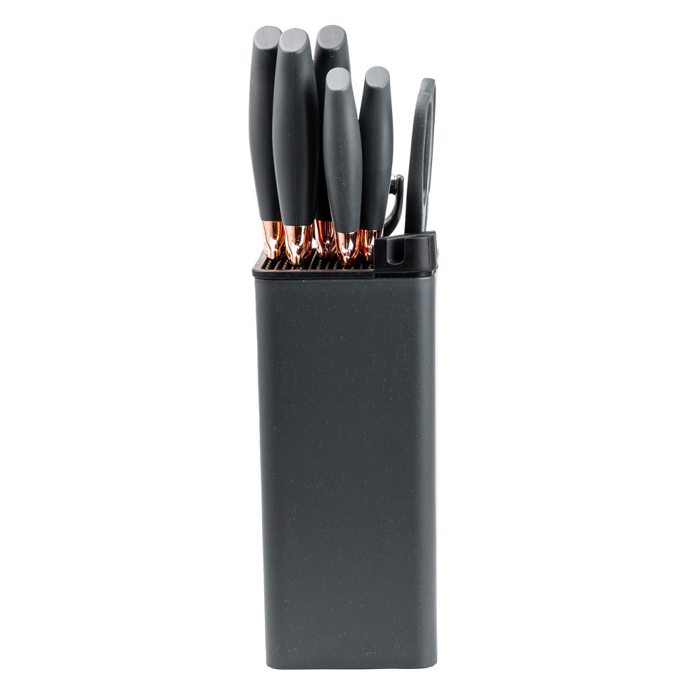 TS Kitchen Набір кухонних ножів 5 штук з ножицями та овочечисткою 33/23.5/24.5/19.5 см Чорний Коломия - фото 3