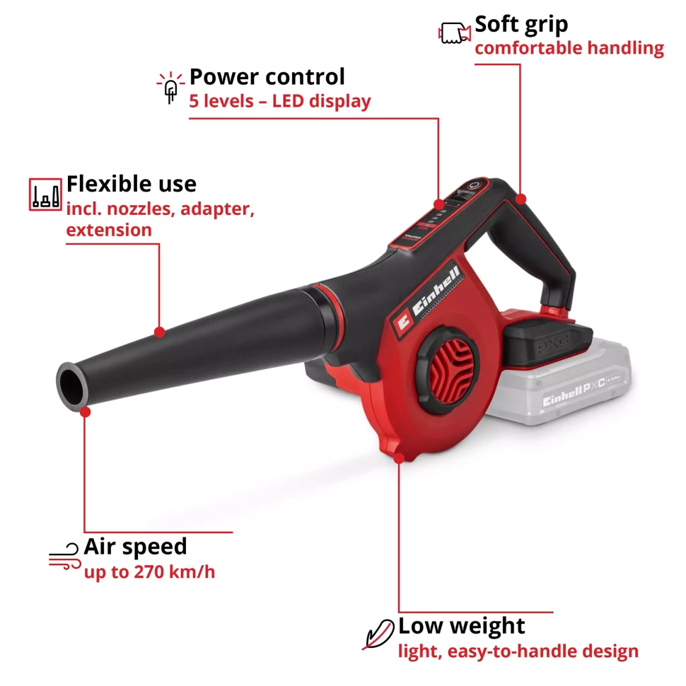 Воздуходувка аккумуляторная Einhell TE-CB 18/270 Li Solo Power X-Change 18 В 270 км/ч (без АКБ и ЗУ 3408045) Киев - изображение 2