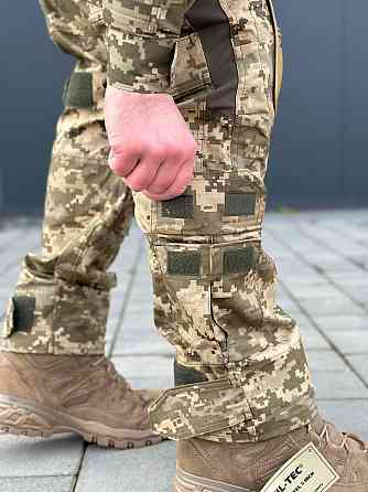 Чоловічі літні армійські посилені штани штурмові піксель ,тактичні шатни ріп стоп з наколінниками і липучками під коліно Львів