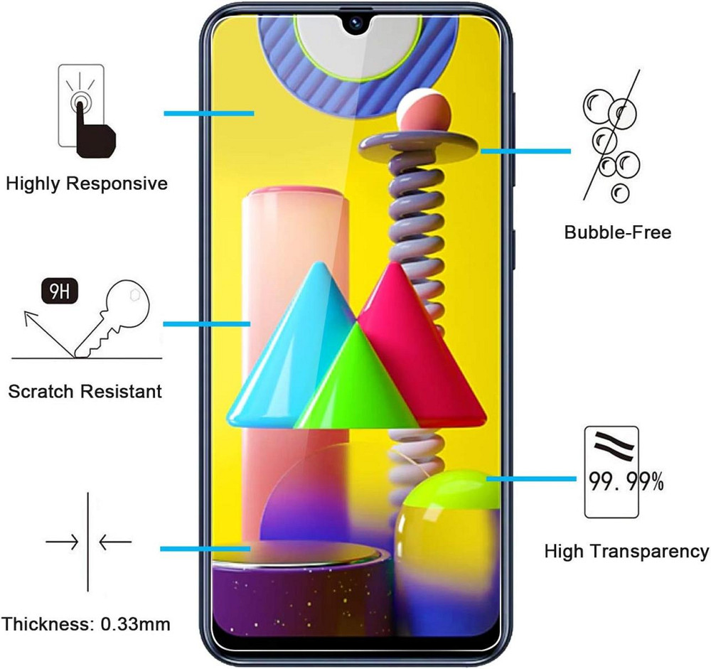 Защитное стекло NEW'C для Samsung Galaxy M21/M31 прозрачное 3 шт 0.33 мм 9H закалённое олеофобное без пузырей Киев - изображение 5