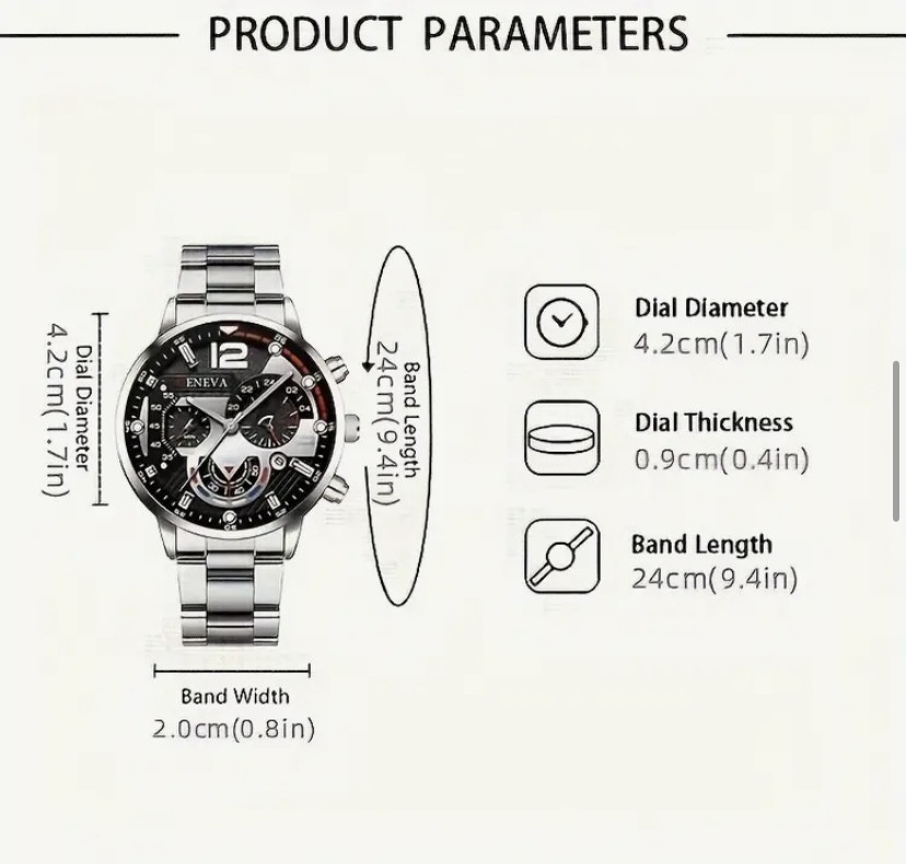 Подарочный набор для мужчин наручные часы с браслетом и цепочка с крестиком и кольцо серебристый Киев - изображение 7