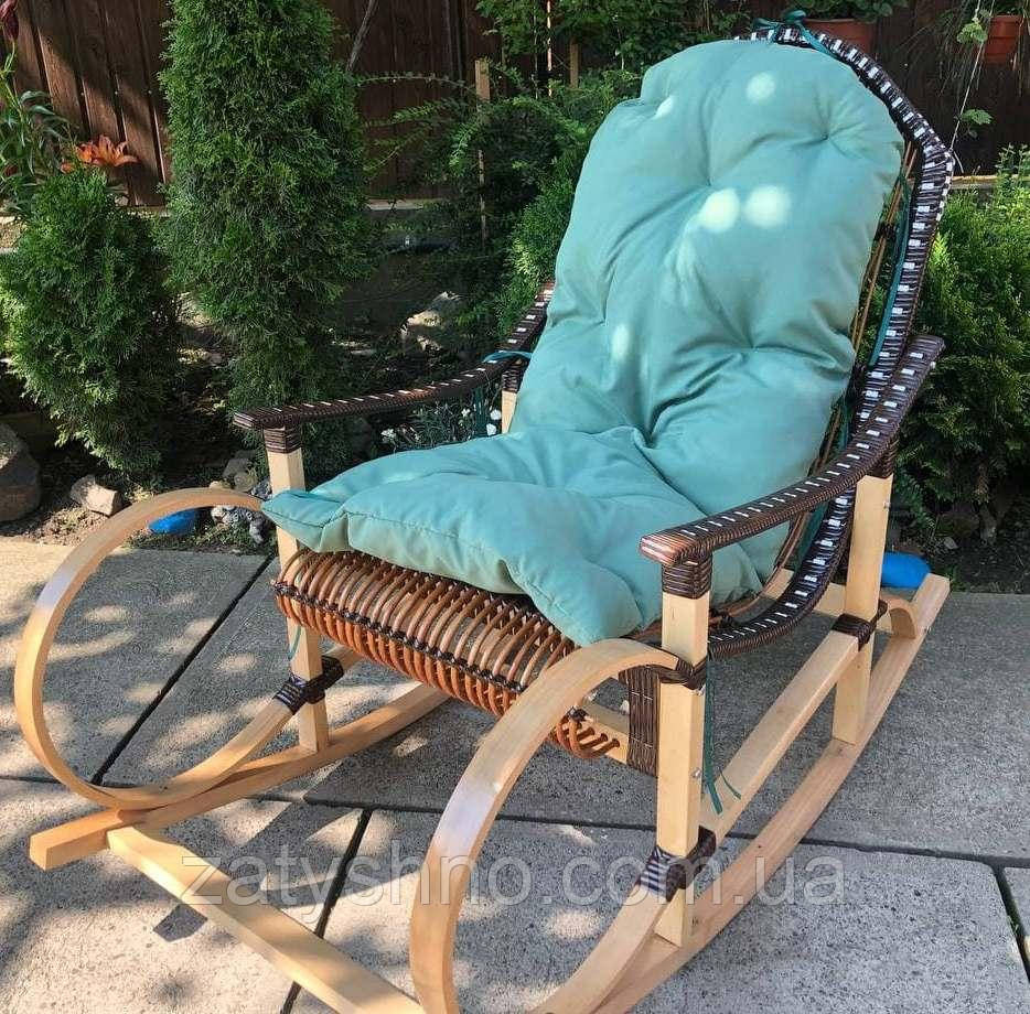 Кресло качалка ротанг с голубой подушкой Киев - изображение 2
