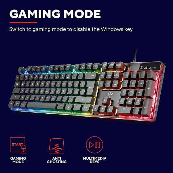 Ігрова клавіатура і миша Trust GXT 838 Azor, QWERTY UK, LED, 8 Anti-Ghosting, 3000 DPI, ПК PS4 Xbox  Київ