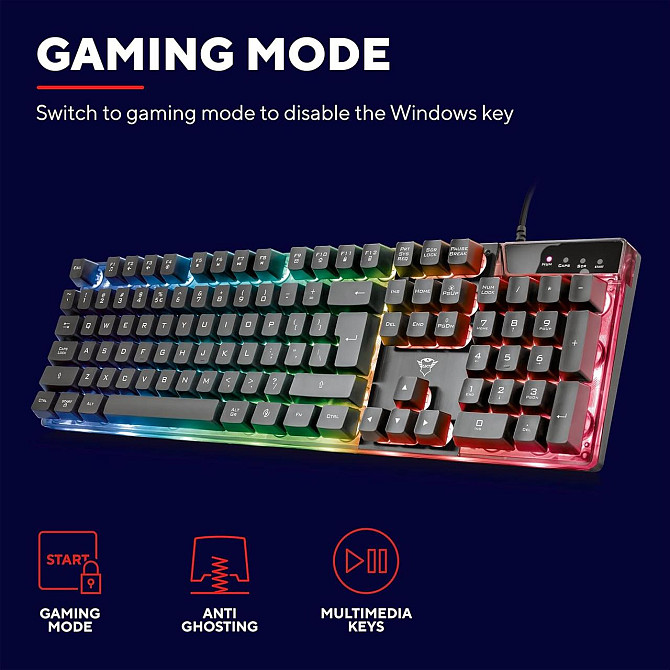Игровая клавиатура и мышь Trust GXT 838 Azor, QWERTY UK, LED, 8 Anti-Ghosting, ПК PS4 Xbox ноутбука, Киев - изображение 4