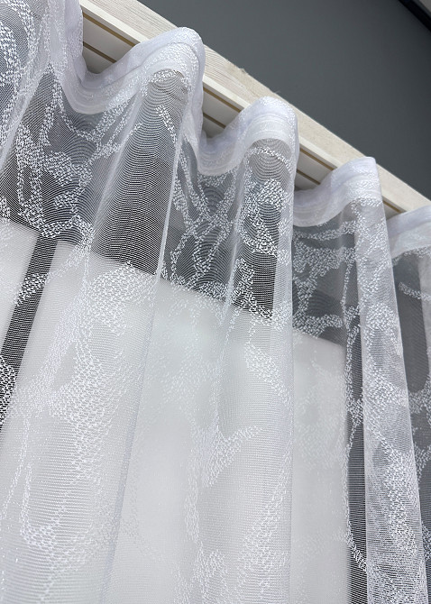 Тюль жаккард VR-Textil № 1523т Арка на кухню цвет белый 350х160 см (53-0127) Киев - изображение 7
