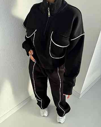 Жіночий теплий костюм двійка з кантом трьохнитка на флісі Одеса