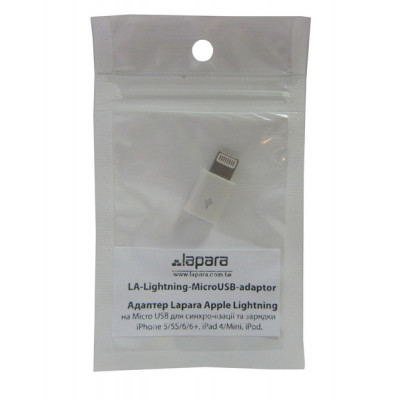 Переходник Lightning to Micro USB Lapara (LA-Lightning-MicroUSB-adaptor white) Винница - изображение 2