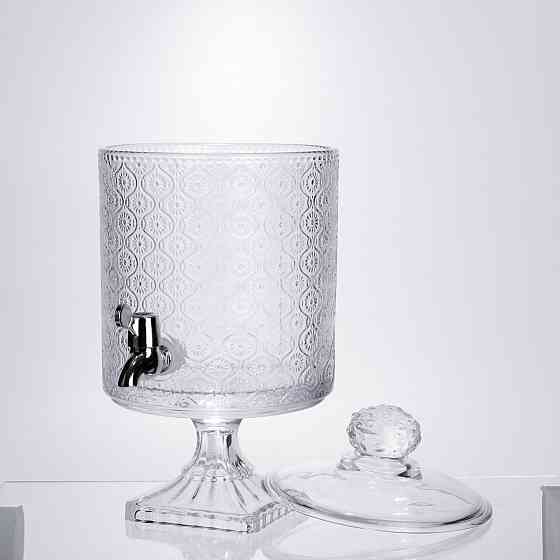 Стеклянная лимонадница с краном и подставкой, 4.5 л Киев