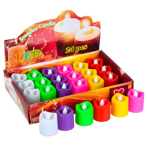 LED свічки CX-9 мерехтливі з полум’ям, кольорові, набір 24 шт, безпечні декоративні світильники Київ - фото 8