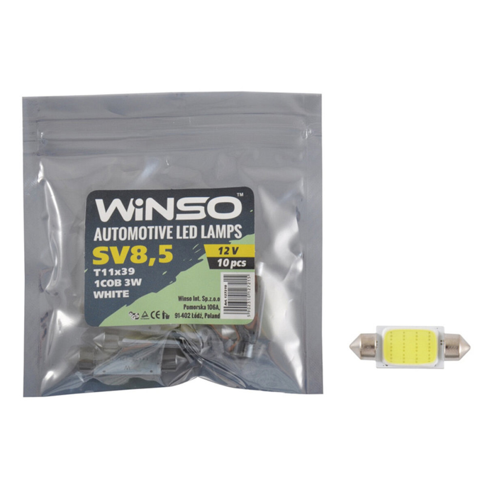 LED автолампа Winso 12V COB SV8.5 T11x39, 10шт Киев - изображение 1