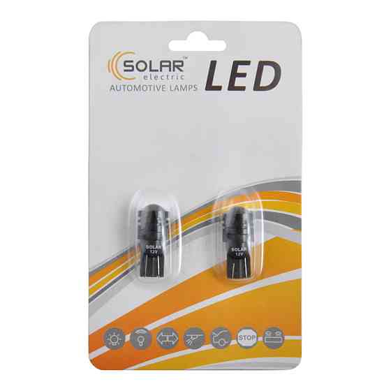 LED автолампа Solar 12V T10 W2.1x9.5d 1SMD 0,5W with lens, 2шт Киев