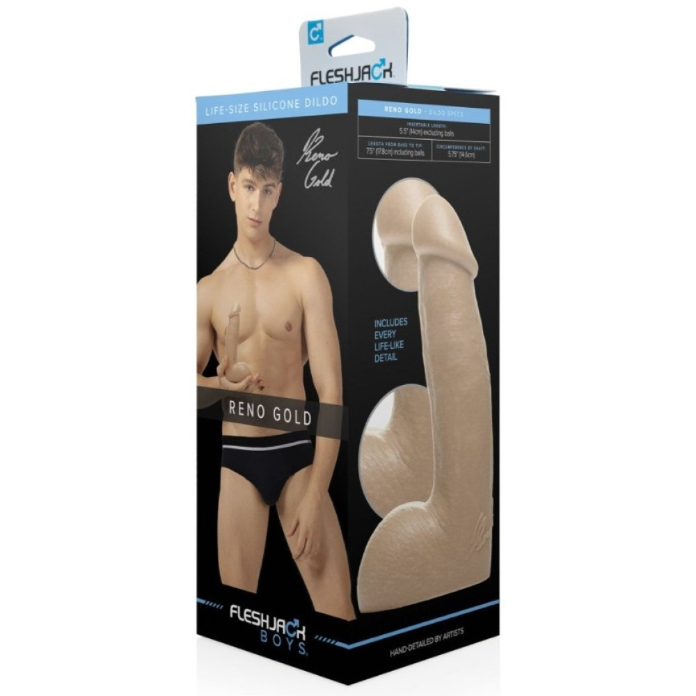 Фалоімітатор реалістичний Fleshjack Boys Reno Gold Dildo (RP), бежевий, 17.8 см х 4.6 см Sex Aura Київ - фото 6