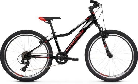 Велосипед Kross Hexagon Jr 1.0 Sr 24 Czarny Czerwony Srebrny Połysk 2021 Київ