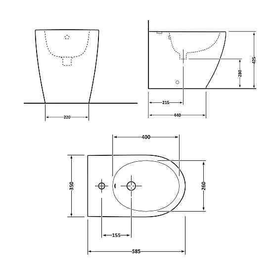 Біде підлогове Qtap Scorpio 530x360x395 Matt black QT14441003CMB Київ