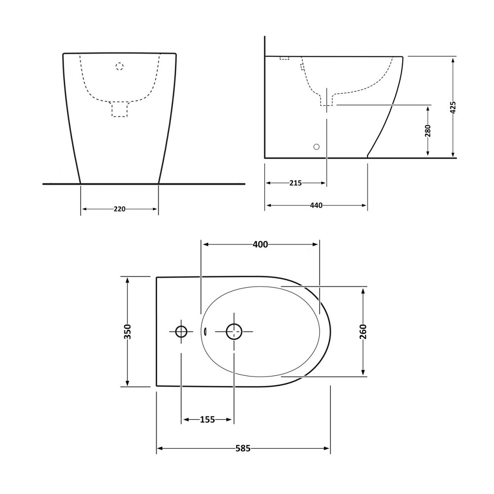 Біде підлогове Qtap Scorpio 530x360x395 Matt black QT14441003CMB Київ - фото 2