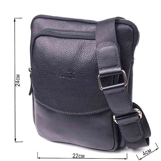 Мужская сумка из комбинированой натуральной кожи SHVIGEL 18720 Черная Киев