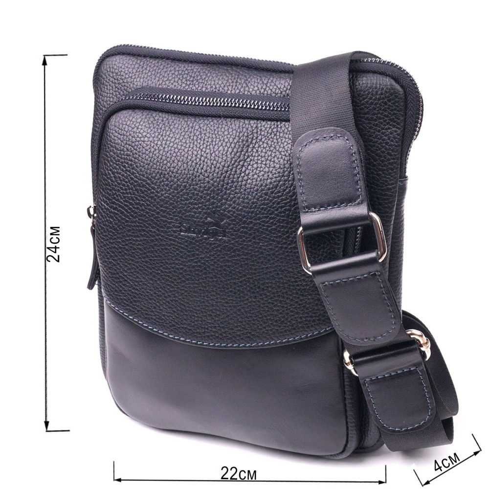 Мужская сумка из комбинированой натуральной кожи SHVIGEL 18720 Черная Киев - изображение 3