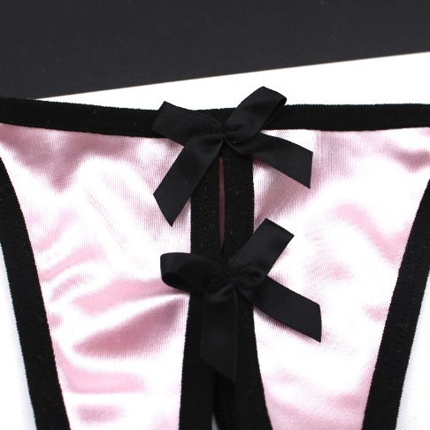 Трусы с разрезом шелковые женские, розовые - размер универсальный, регулируются Киев - изображение 3