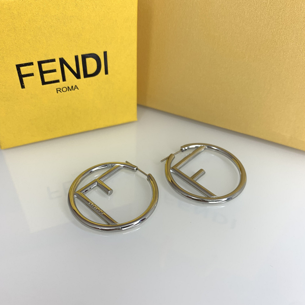 Брендові круглі сережки в стилі Фенді, посріблення. Люкс якість Одеса - фото 1
