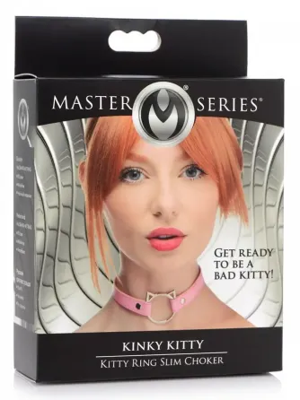 Чокер Master Series Kinky Kitty Ring Slim Choker - Pink Львов