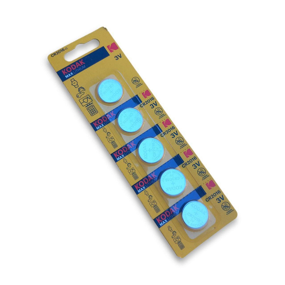 Батарейка элемент питания таблетка Kodak CR2016 3V литиевая уп.5 штук для часов, пультов, весов Харьков - изображение 1