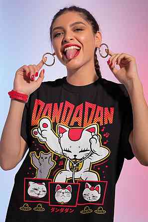 Футболка чоловіча з аніме принтом Дандадан Турбо Джапанаісе Аніме оверсайз (S/M/L) Чорний AnimeJ0012 Дніпро