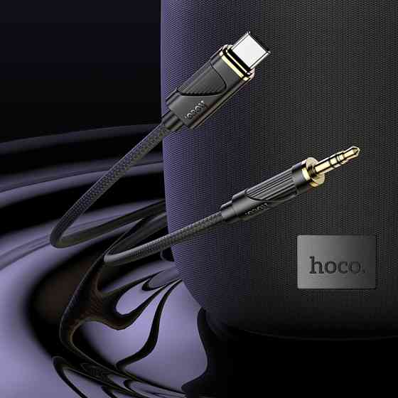 Аудiокабель HOCO UPA30 Type-C to 3.5mm male, nylon braid, 1m, Black Одеса