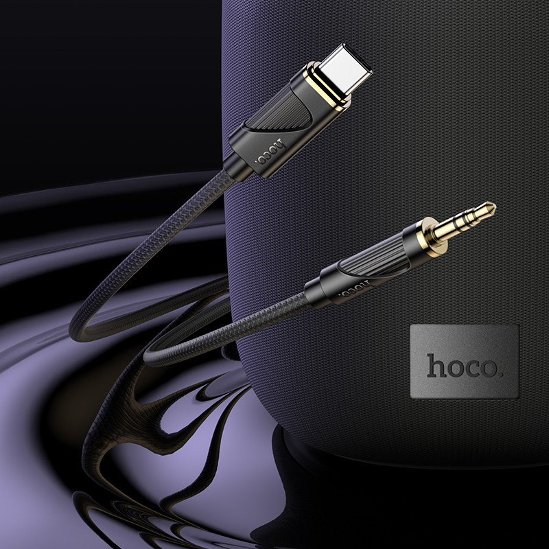 Аудiокабель HOCO UPA30 Type-C to 3.5mm male, nylon braid, 1m, Black Одеса - фото 4