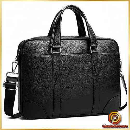 Мужская кожаная сумка портфель для документов и ноутбука черная деловая классическая на плечо вместительная Киев
