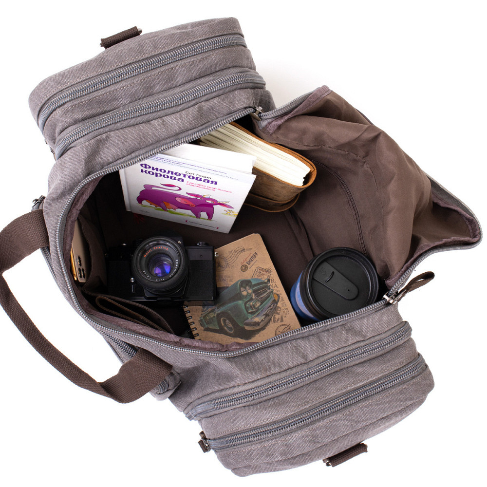 Дорожня сумка текстильна Vintage 20665 Сіра Київ - фото 7