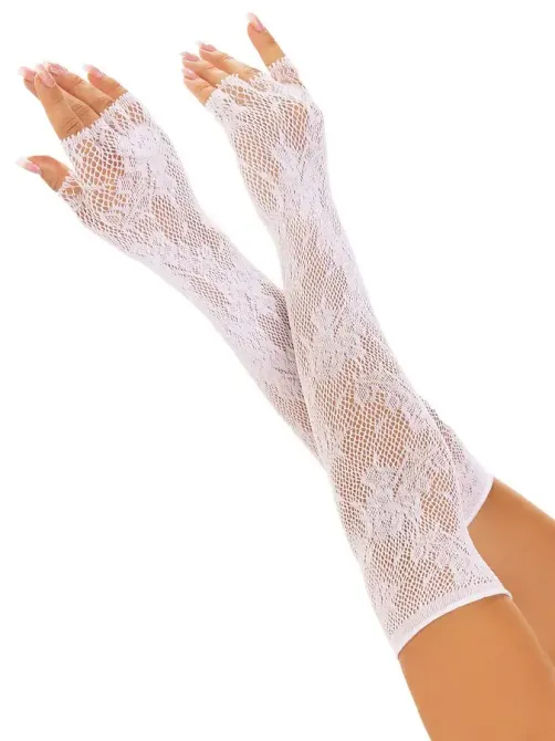 Мітенки Leg Avenue Lace Opera Length Fingerless Gloves White Львів - фото 1