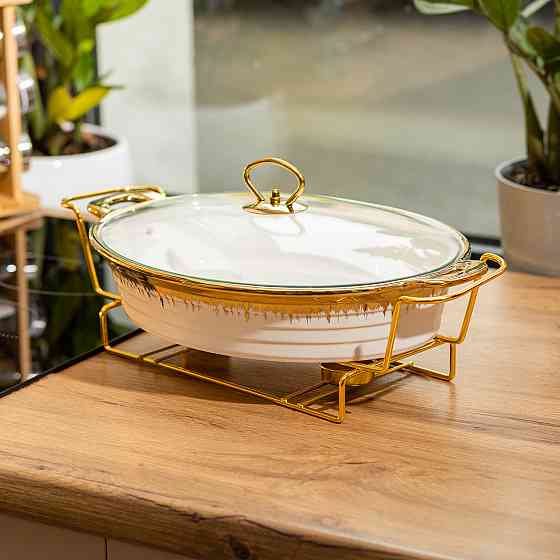 Yiwu Настільна мармітниця 41х25х15.5 см марміт порцелянаовий для других страв 2 л Коломыя