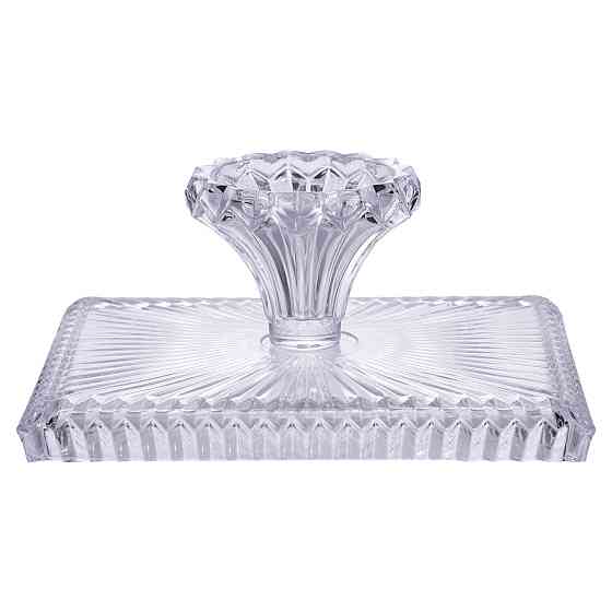 Прямоугольная стеклянная тортовница на ножке 30×25 см Киев