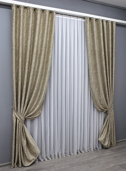 Комплект готових штор VR-Textil Блекаут-софт Жаклін № 671ш(Б) Бежевий з карамельним 100х270 см 2шт (31-366) Київ - фото 3