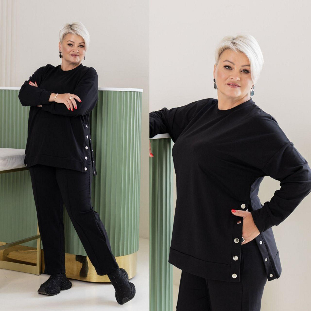 Жіночий стильний повсякденний костюм двонитка Чорний, 60/64 Одеса - фото 7