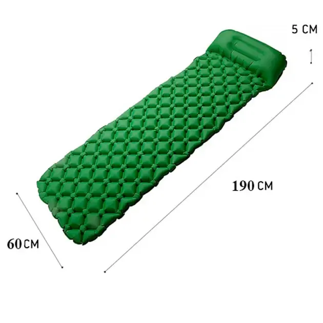 Коврик надувной туристический с подушкой матрас 190x60x5см зеленый с чехлом Коломия - фото 3