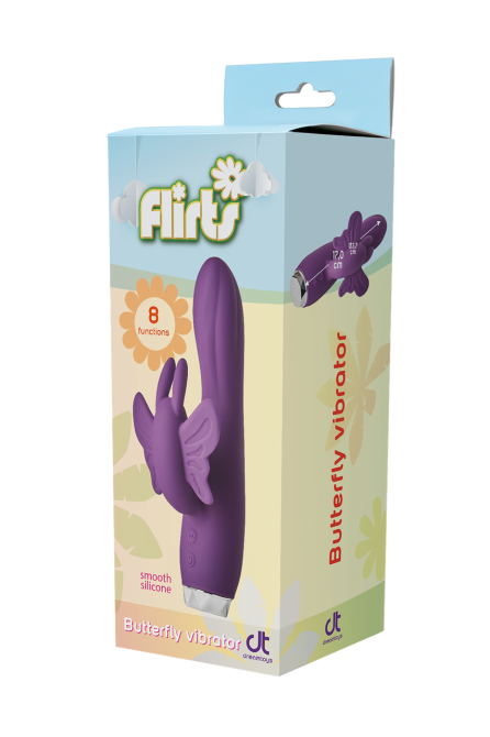 Вибратор-кролик в виде Бабочки Dream Toys Flirts Butterfly, фиолетовый, 17 х 3 см Sex Aura Киев - изображение 7