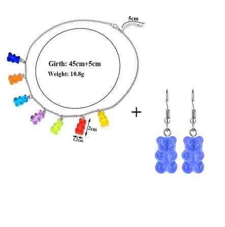 Бижутерия с мишками (набор) - в набор входит сережки синие и ожерелье, материал смола Киев