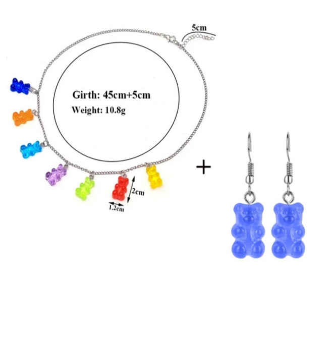 Бижутерия с мишками (набор) - в набор входит сережки синие и ожерелье, материал смола Киев - изображение 1