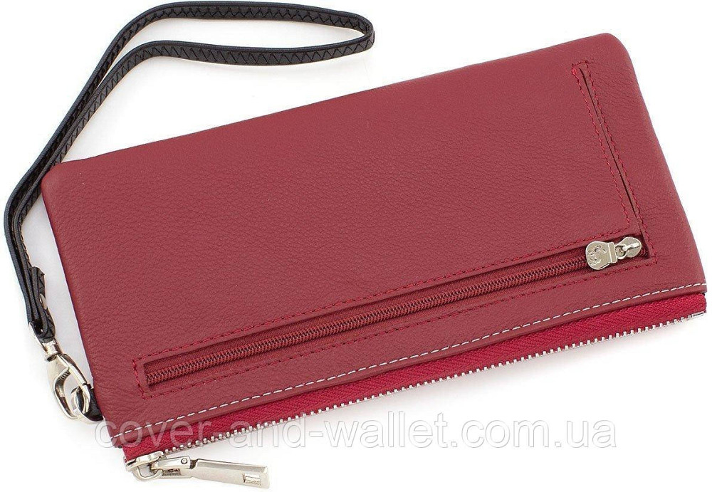 Пудровый тонкий женский кожаный кошелек клатч на молнии Marco Coverna (88806-6) Киев - изображение 3