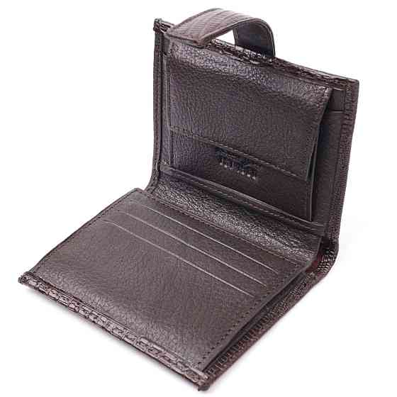 Місткий вертикальний чоловічий гаманець із фактурної шкіри KARYA 20991 Коричневий Київ