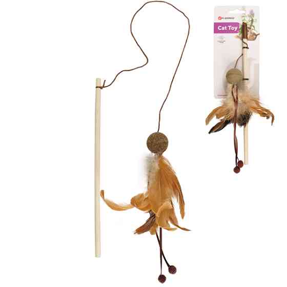 Flamingo Penken Dangler with Catnip Ball ФЛАМІНГО М’ЯЧ ІЗ ПІР’ЯМ вудка дражнилка з котячою м’ятою іграшка для котів Київ