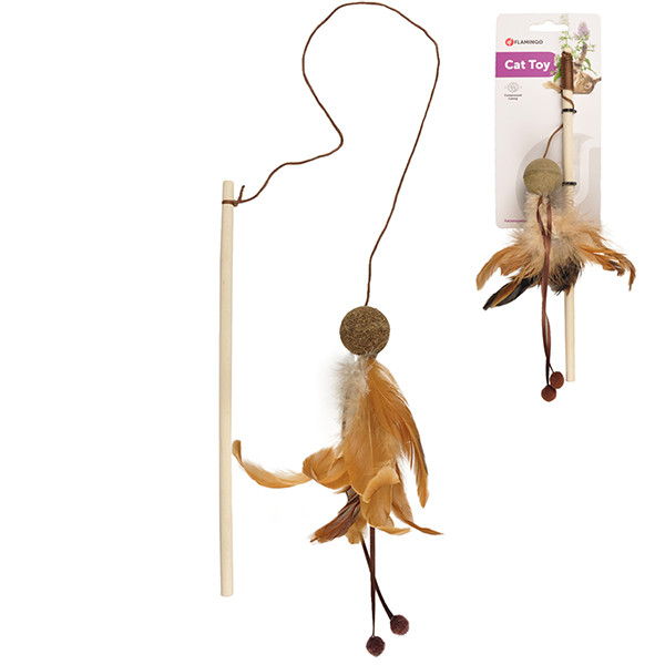 Flamingo Penken Dangler with Catnip Ball ФЛАМІНГО М’ЯЧ ІЗ ПІР’ЯМ вудка дражнилка з котячою м’ятою іграшка для котів Київ - фото 1