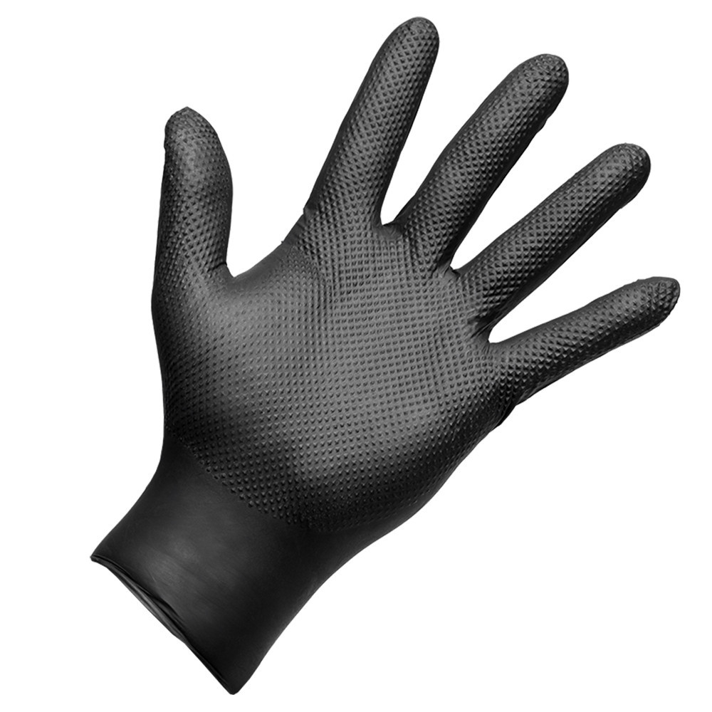 Рукавички нітрилові (0,2мм) одноразові ромбовидні "Q-GRIP" XL чорні (ціна за уп.-50шт) APP, 090669 Вінниця - фото 1
