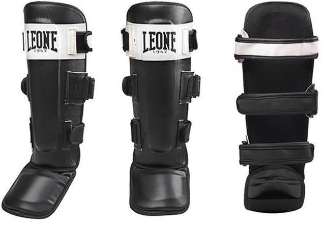 Накладки на ноги LEONE для занять ММА бойовим самбо кікбоксингом чорні розмір S Захист гомілки та стопи Київ - фото 1